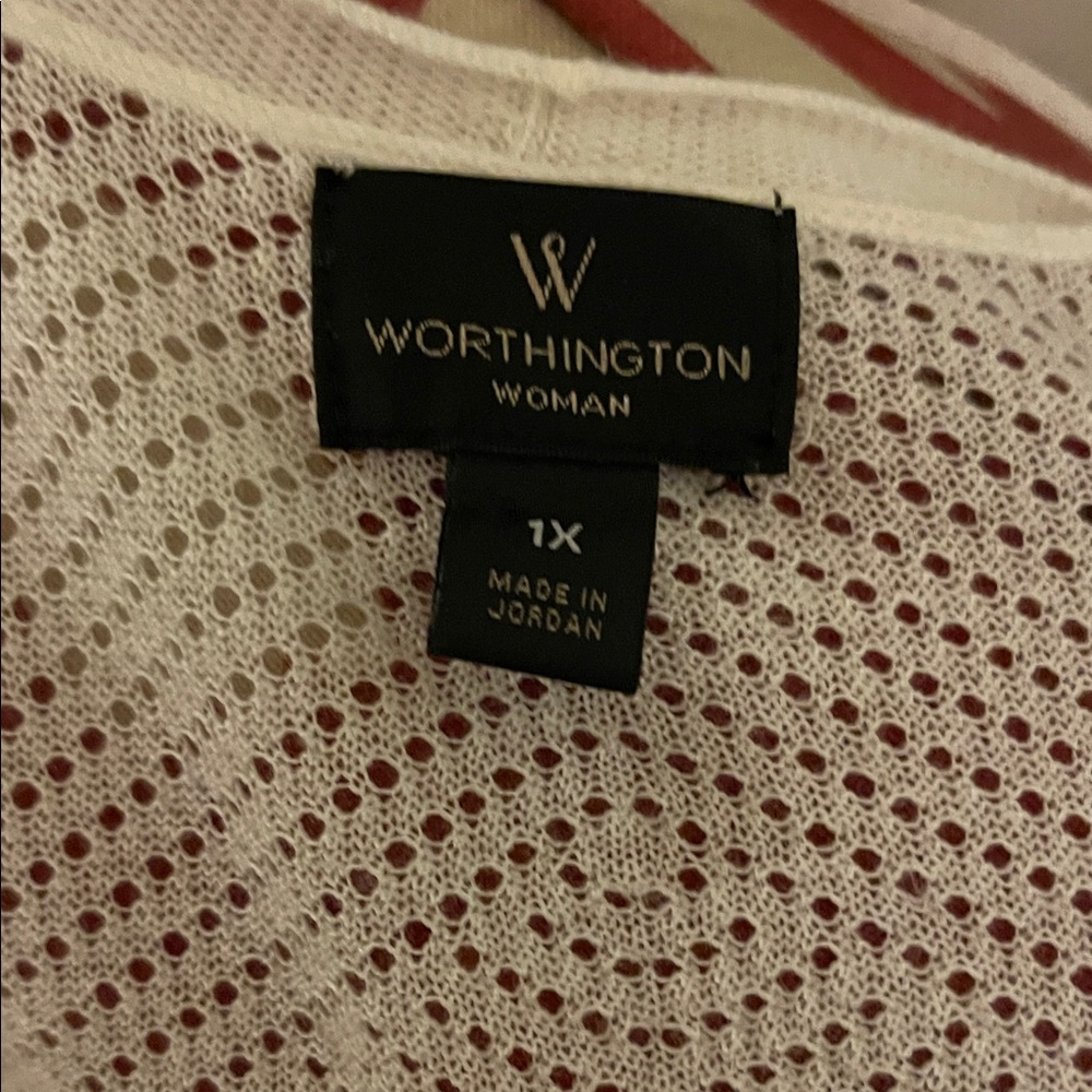 Worthington Woman Cream Open-Weave Knit Top